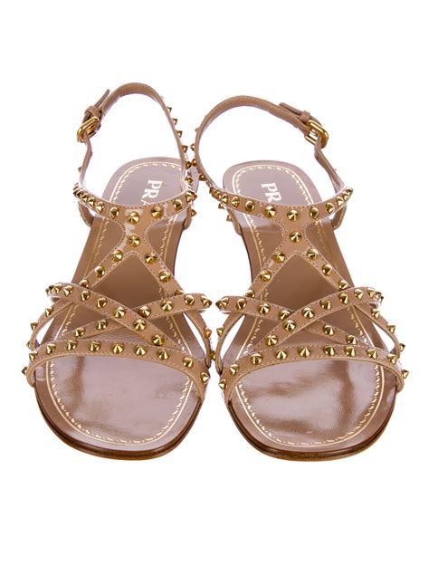 prada wedge sandals brown|Prada studded pony skin sandals.